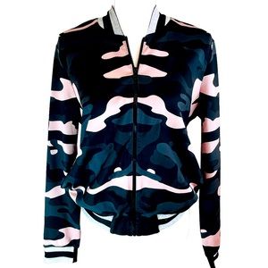 ULTRACOR‎ Pink Silver Stealth Camo Bomber Jacket Coat Small Metallic Casual Gym